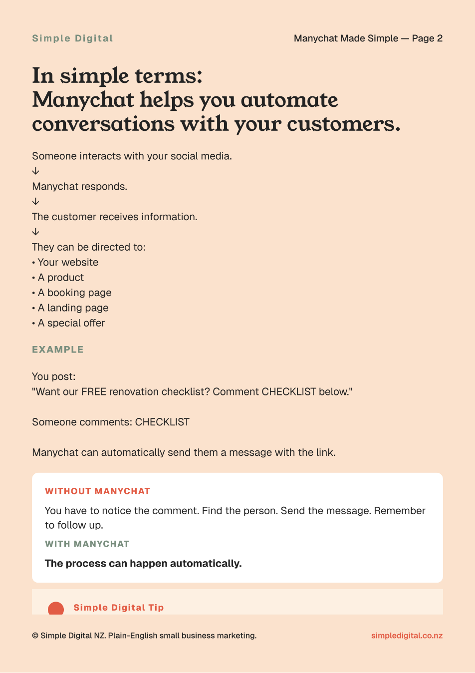 MANYCHAT Made Simple- comment what? - how to create leads  — page 2 preview