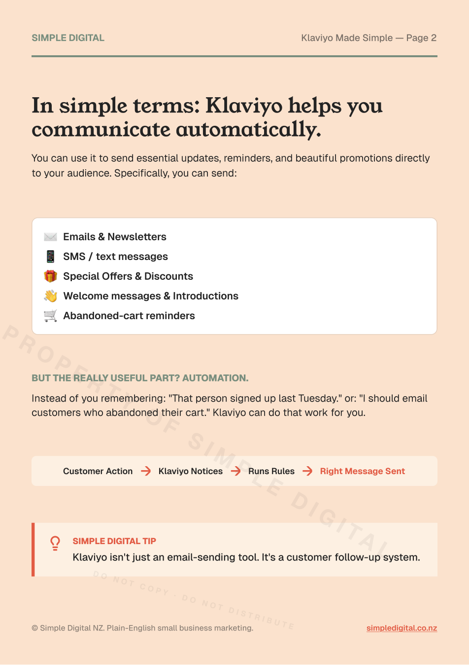Klaviyo Made Simple (emails, you don't have to send...every time) — page 2 preview